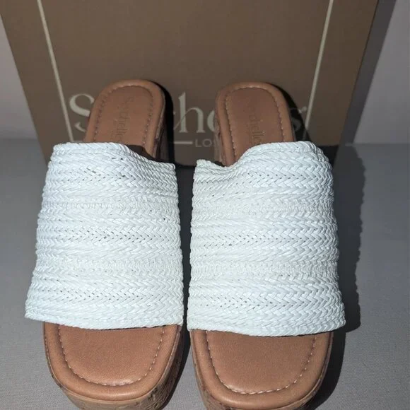 Seychelles Applause Platform White Woven Rafia Sandal Size 7.5 - Picture 2 of 9